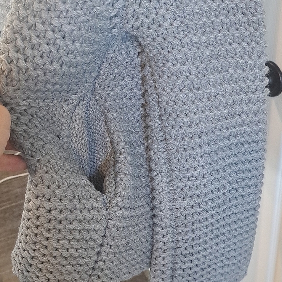 Chunky Knit Heather Gray Cardigan Sweater Pockets Normcore Minimalistic - Picture 3 of 7